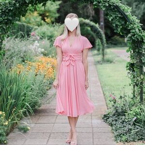 Gal Meets Glam Jane Tie Waist Midi Dress, Pink, Size 00